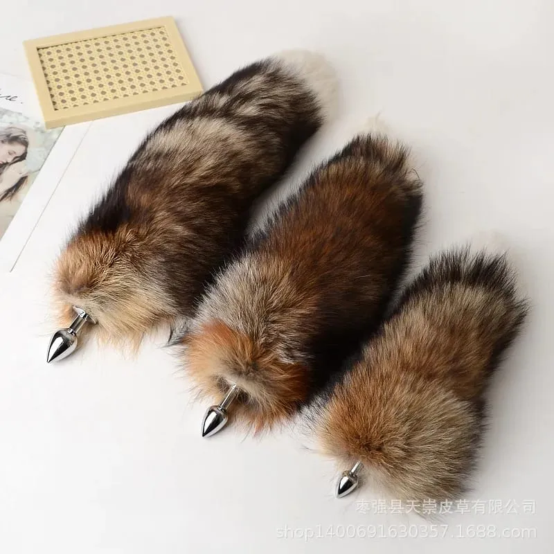 30-100 cm Sexy Real Fox Tails con Separabile Divertente Butt Plug per Coppia BDSM Cosplay Per Adulti Dolce Amore Giochi Giocattoli Del Sesso — image 4