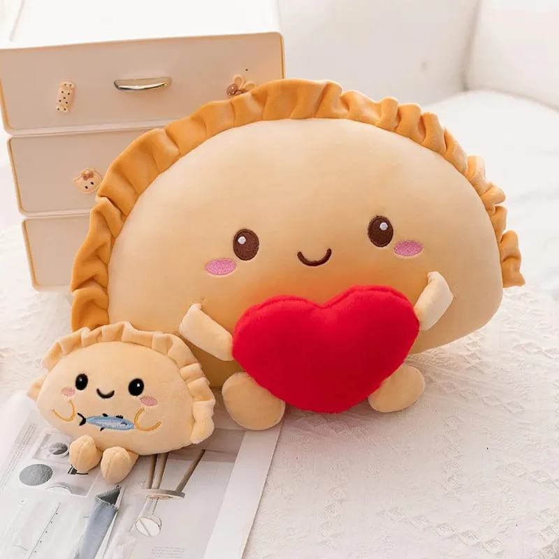13/35 cm Roztomilý plyšový plyšový knedlík klíčenka Barevný potravinový knedlík s různými příchutěmi Plyšová hračka Kawaii Smažený knedlík s červeným srdcem — image 4