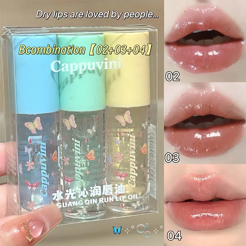 Pelembap Air Lip Gloss Ringan Berkilau Transparan Jeli Cermin Lip Glasir Jernih Hidrasi Menepuk-nepuk Lip Gloss Riasan — image 9