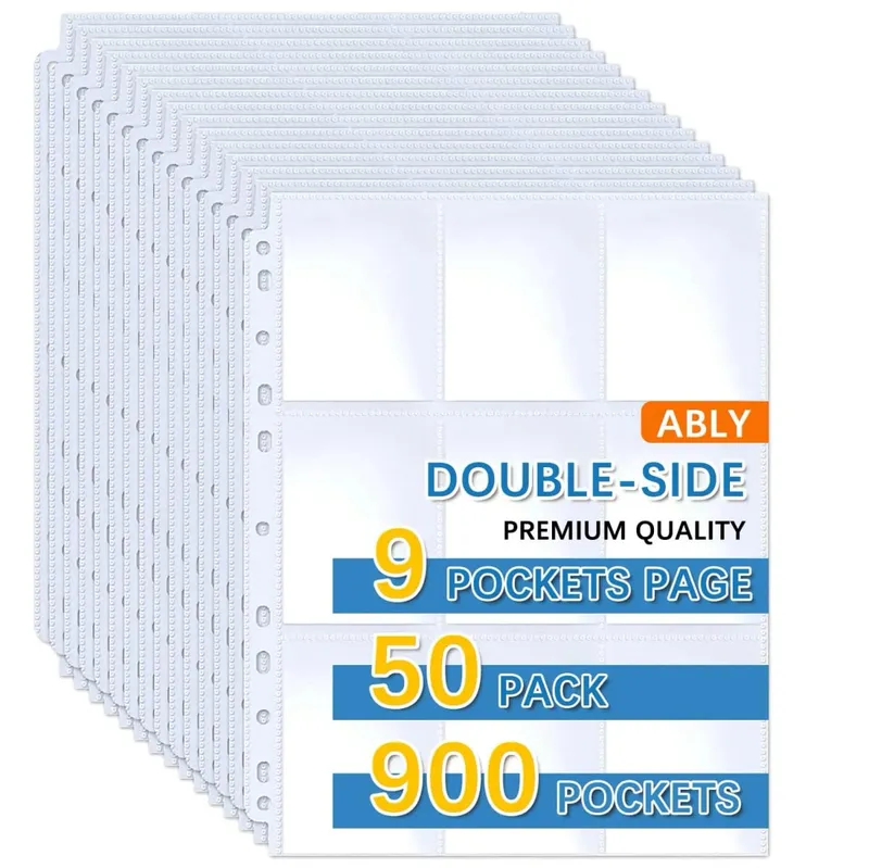 50-250 Pack 9 Pocket Page Protectors Card Sleeves Double Sided Holder Binder Pages Album Fit for YuGiOh MTG Game Sports Cards