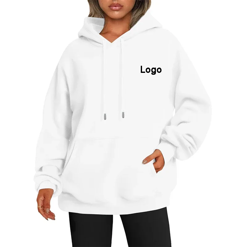 Hoodie Kebesaran Kustom Sweater Wanita Fashion Dicetak Longgar Lengan Panjang Bahu Manset Jatuh Sweater Ala Jalanan Sudadera — image 2