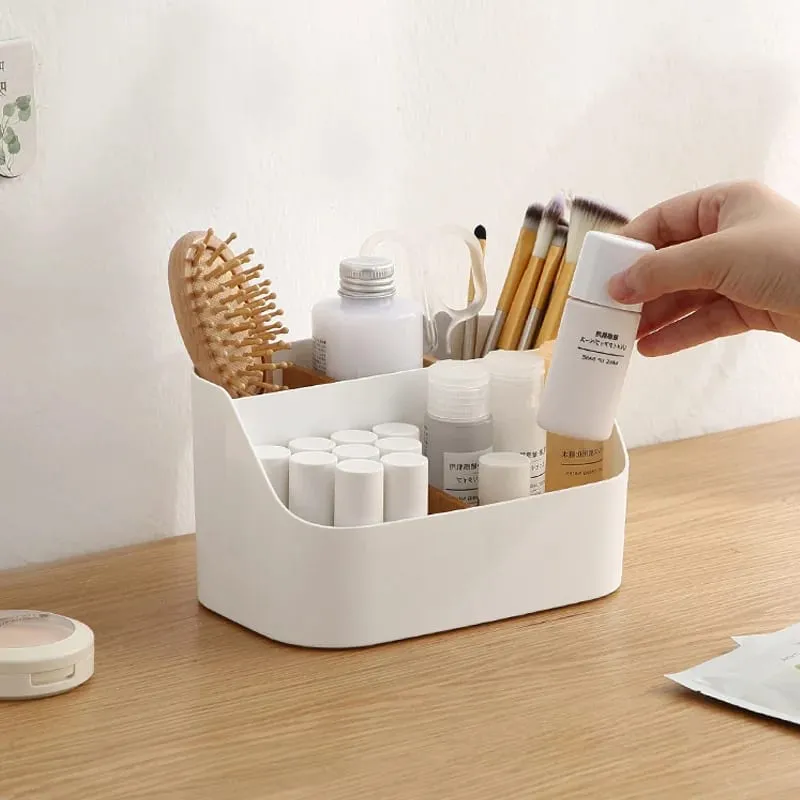 Desktop Opbevaringsboks Makeup Børster Holder med aftagelig skillevæg Comestic Tools Læbestift Beauty Tools Papir Opbevaringsboks — image 1