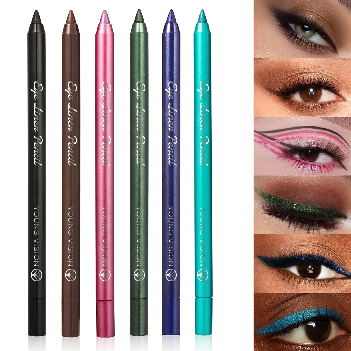 1 Stück wasserdichter blau-grüner Eyeliner-Stift, wischfest, langlebig, Perlglanz-Glitzer-Eye-Liner, hochpigmentiertes Punk-Augen-Make-up — image 5