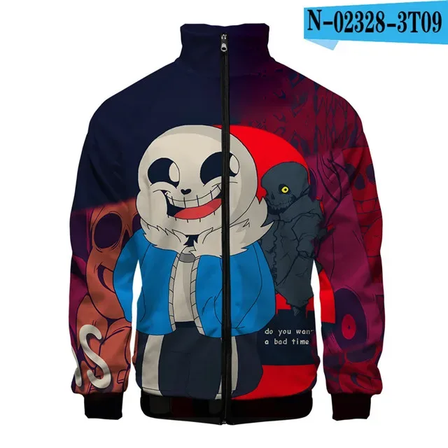 Sang Trọng Phổ Biến Sans Undertale 3D In Hình Dây Kéo Áo Raglan Áo Gió Bé Trai/Bé Gái Thoải Mái Cổ Đứng Áo Áo Khoác — image 31