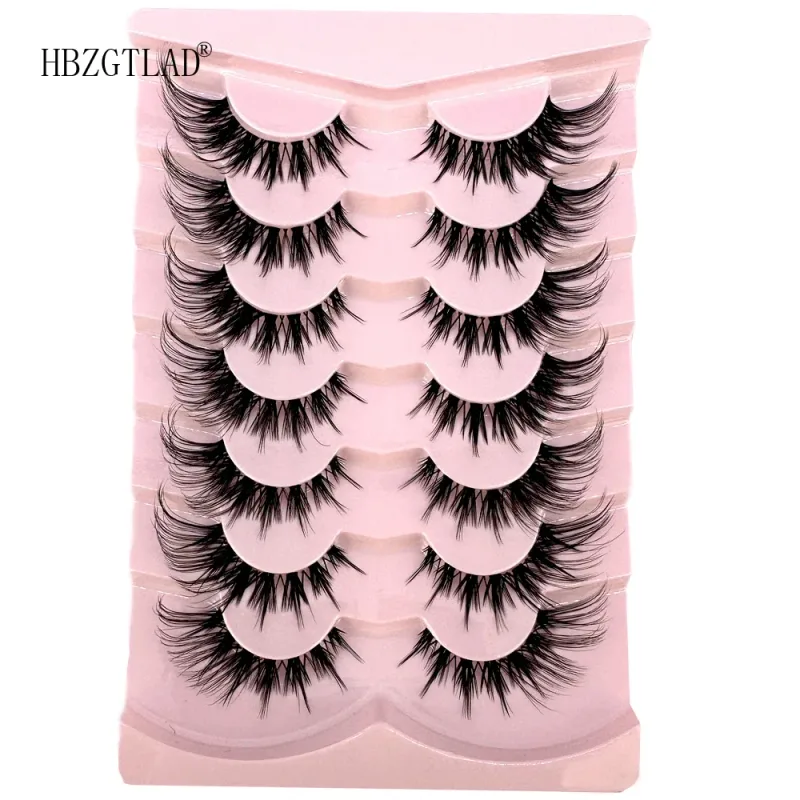 7/8 Paar Katzenaugen-Wimpern, Manga-Wimpern, 3D-Wimpern mit klarem Band, natürlich, halbe Wimpern, verlängerte Nerz-Wimpern, flauschige Wimpern — image 10