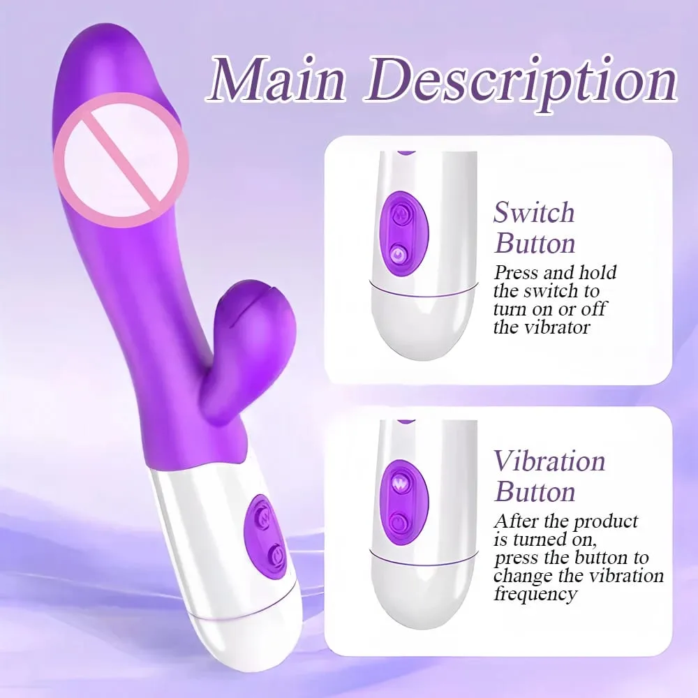 ซิลิโคนกระต่ายVibrator G Spot Dildo Dual Vibrating Clitorisนวด 10 ความเร็วเพศของเล่นสำหรับผู้หญิง — image 4