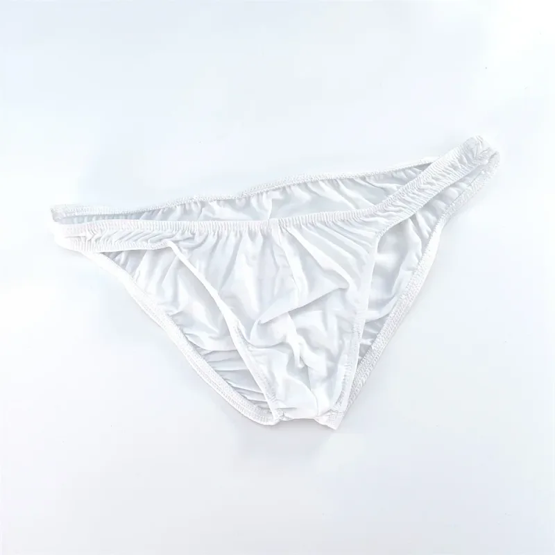 Rosa Herren-Slips, Nylon-Spandex, bequeme, atmungsaktive Unterhose mit niedriger Taille, schnell trocknende Herren-Bikini-Unterwäsche aus Eisseide