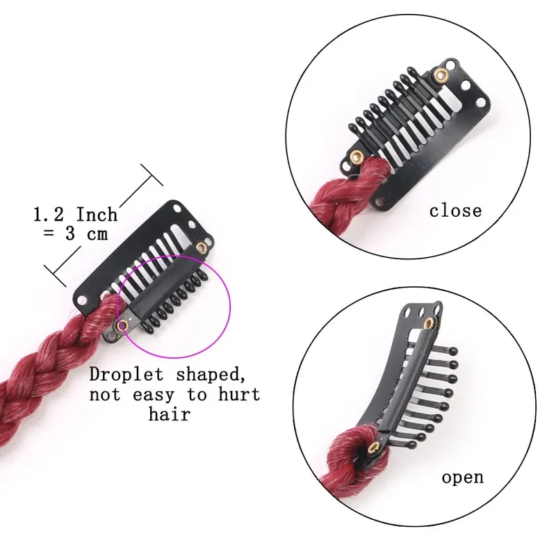 Extensions synthétiques à clips pour femmes, 5 pièces/lot, queue de cheval tressée arc-en-ciel, postiche ombré de 22 pouces, tresse en boîte avec Clip — image 8