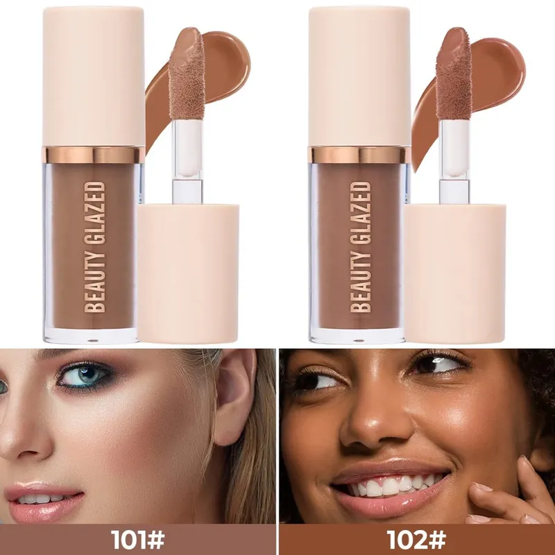 3 stk Ansigtsmakeup Sæt Flydende Foundation+Primer+ Liquid Contour Naturlig Vægtløs Langtidsholdbar Smudgeproof Bronzer
