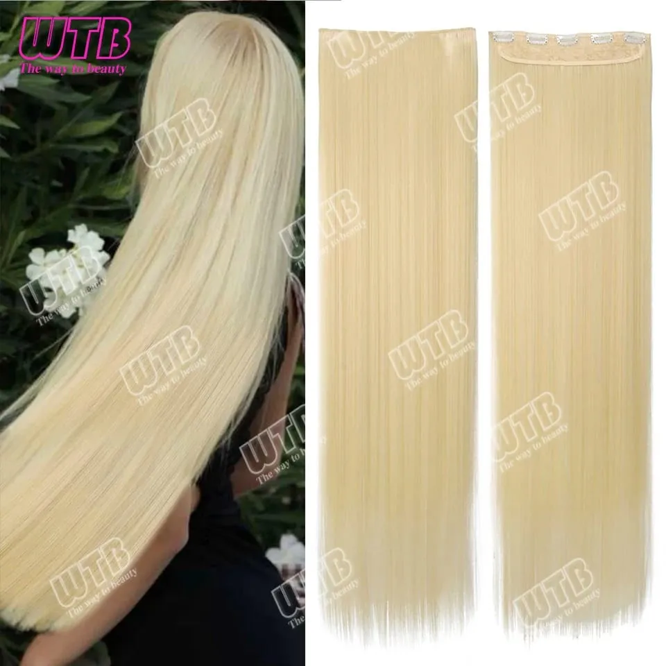 Extra lange rechte synthetische 5 clip hair extensions paardenstaart extensie voor dames meisjes 20 ~ 40 inch clip in extensions haarpie