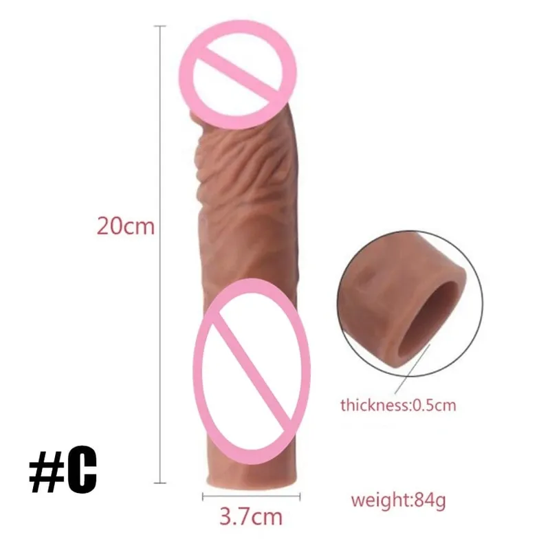 Realistic Penis Extension Cock Sleeve Reusable Silicone Penis Enlarger Delay Condoms For Men Dildo Enhancer Sex Toys — image 9