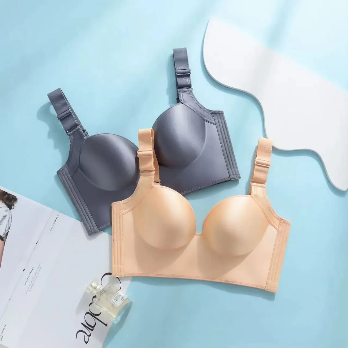Soutien-gorge Push Up sans fil pour femmes, couverture complète, réglable, grande taille, bonnet C D E, 34-48, sous-vêtements de couleur unie — image 2