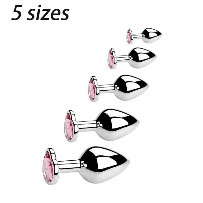 5 størrelser Rustfrit stål Krystal Hjerte Anal Plug Aftagelig Butt Plug Stimulator Prostata Massager Analsex legetøj Dildoer — image 17