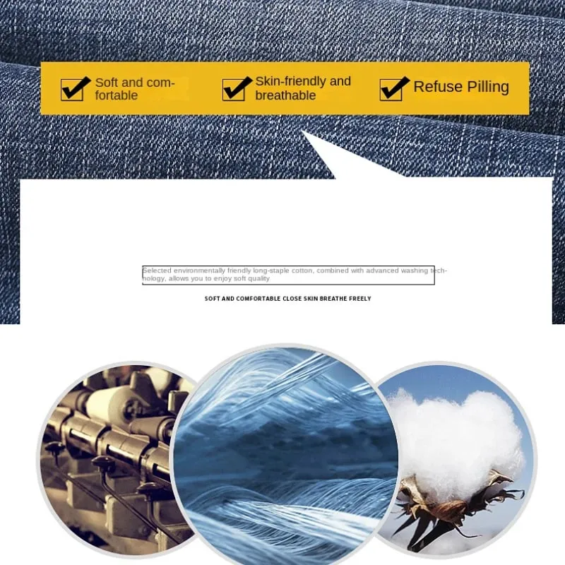 New Spring Summer Plus Size 40 42 44 Men Straight Loose Jeans Business Fashion Denim Stretch Pants Male Brand Trousers — image 5