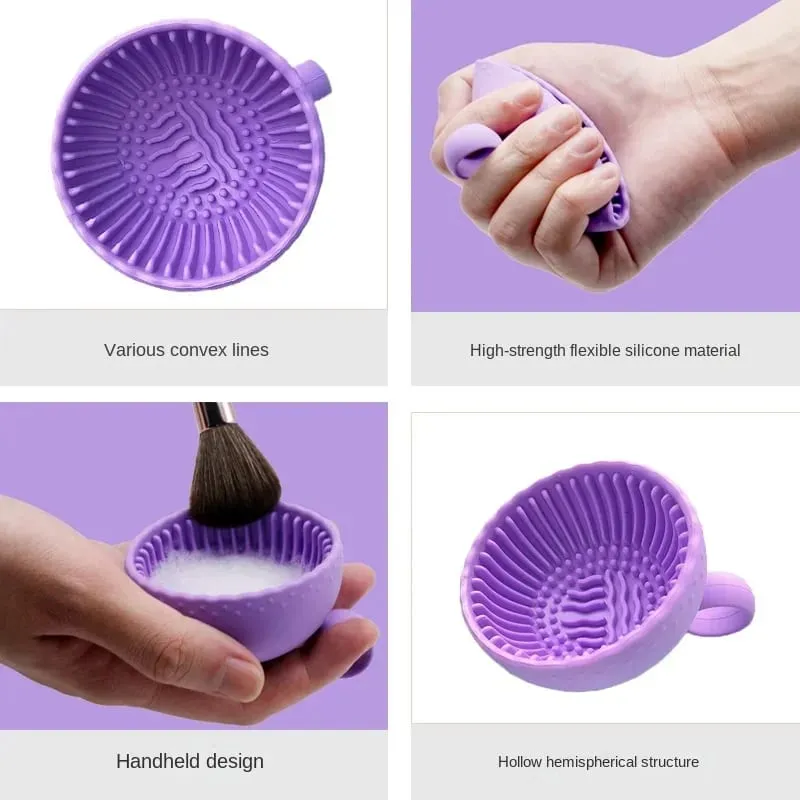Čistič štětců na make-up Skládací miska na čištění labutěnky Štětce na oční stíny Wash Clean Mat Kosmetické nástroje Měkká silikonová krabička na čištění — image 3