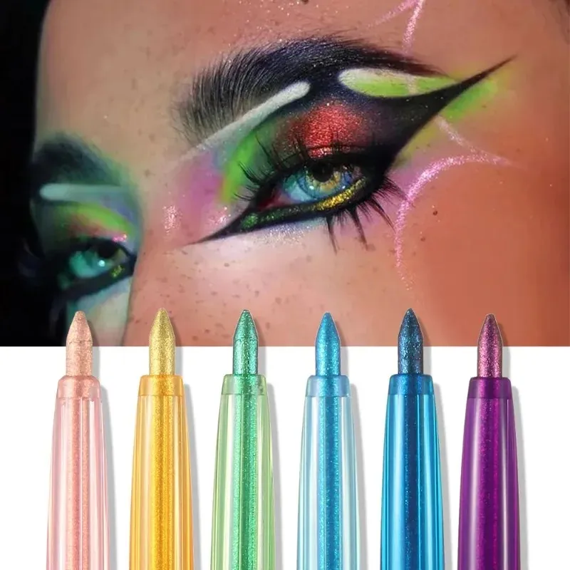 Bunglon Berkilat Yellow Eyeliner Gel Pen Pembayang Mata Metalik Multicolor Eye Liner Pearlescent Polarized Solek Pigmen Mata Dalam