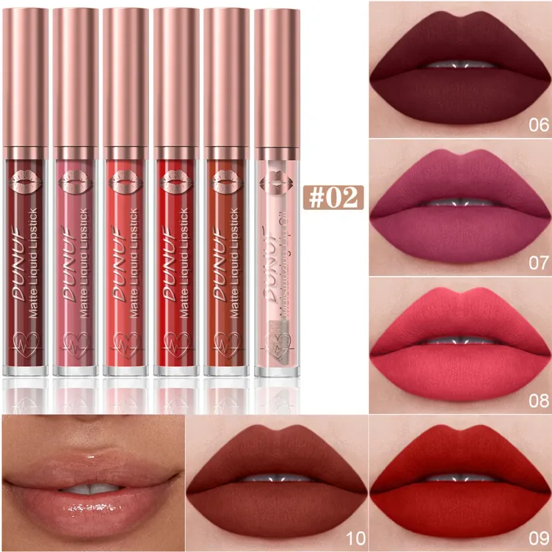 6 ชิ้น Velvet Matte Liquid ลิปสติกชุดกันน้ำ Long Lasting Nude Rose Red Lip Oil สำหรับความชื้นและ Shine — image 9