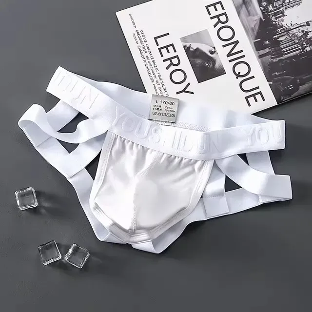 Men Sexy Underwear Jockstrap Thongs Cotton Briefs Dew Buttocks Underpants Bondage Panties Open Butt Male Lingerie G-String Thong — image 14