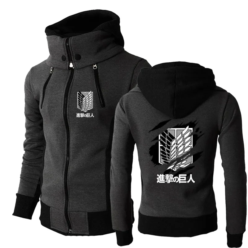 2025 Japanese Anime Jacket Spring And Autumn Man's Stand-Up Collar Hoodies Attack on Titan Logo Print Sports Comfortable Coat — image 4