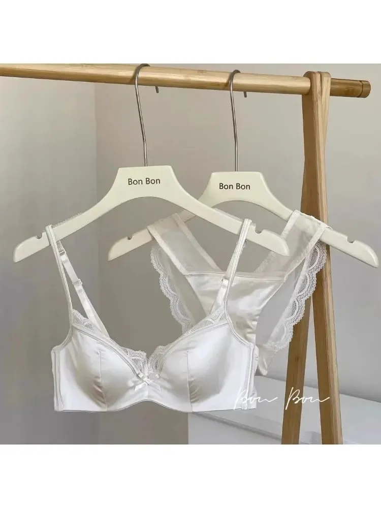 Französischer Luxus-Seiden-BH für Damen mit kleiner Brust, verstellbares Schlankheits-Bralette- und Höschen-Set, bequem, sexy, transparentes Dessous-Set — image 3
