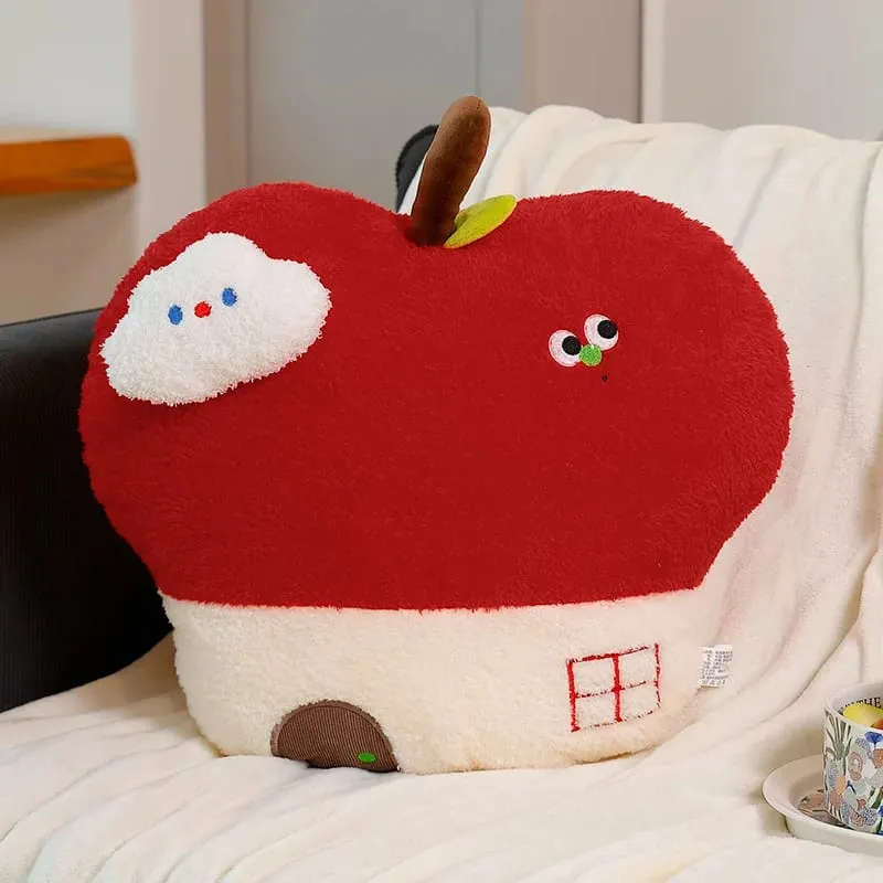 Simpatico cuscino in peluche della casa di mele opzionale con coperta 2 in 1 cuscino da tiro cuscino imbottito con frutta kawaii regalo per la decorazione della camera da letto del divano — image 4
