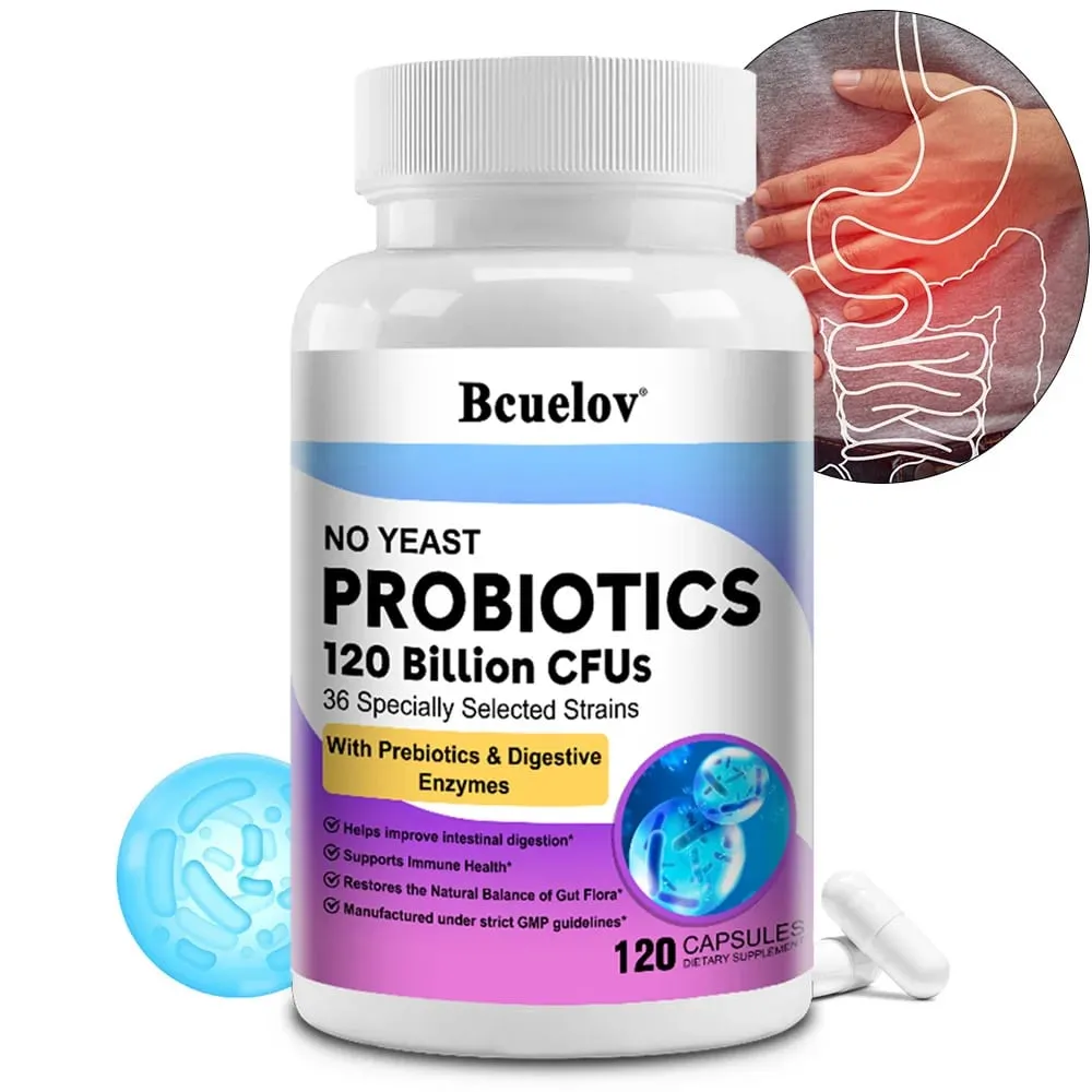 Probiotics 120 Billion CFU 36 Strains + Prebiotics + Digestive Enzymes Gut Digestion & Immune System Support Regulates Mood — image 2