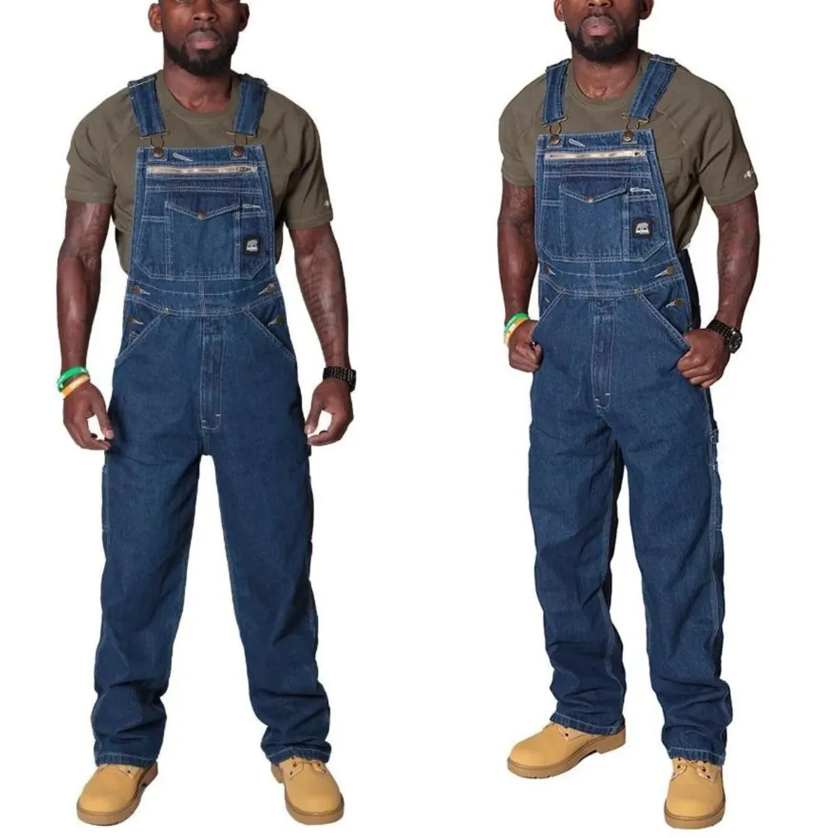 Seluar Kargo Lelaki Seluar Jeans Pejal Overall untuk Lelaki Fesyen Denim Jumpsuits Bersaiz Besar Seluar Lelaki Pakaian Pakaian Tracksuit Panjang Penuh — image 8