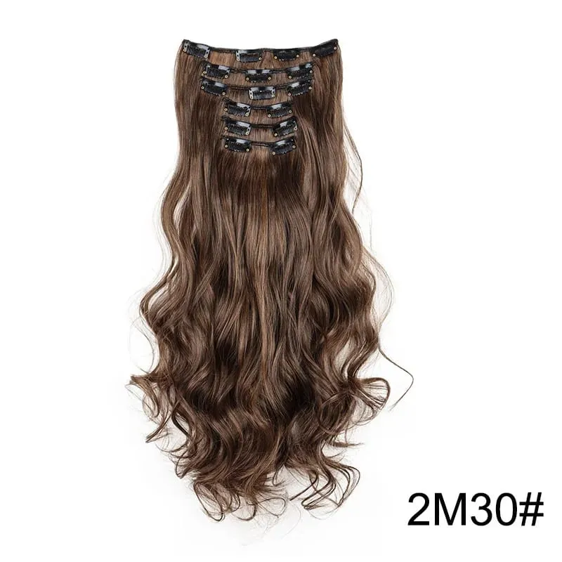 22Inci Sintetik 6pcs/set Sambungan Rambut Kerinting Panjang Tebal Potongan Rambut Lembut untuk Liputan Garis Rambut Pendek untuk Penggunaan Harian Wanita — image 10