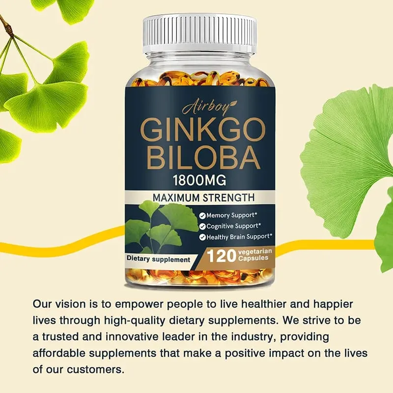 Ginkgo Biloba Capsules - Boost Brain Improve Memory and Cognitive Abilities Improve Blood Circulation — image 4