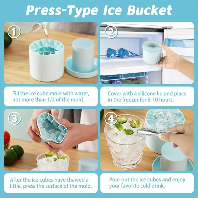 Neue Eis Eimer Silikon Runde Zylinder Eiswürfel Form Mit Deckel Eis Form Hausgemachte DIY Kühlschrank Einfrieren Kreative Eiswürfel formen — image 3