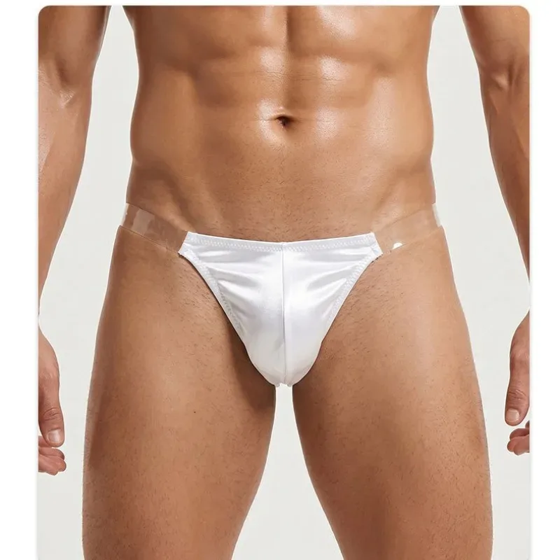 Raso di seta del ghiaccio come la biancheria intima da uomo Solido elasticizzato Slip a forcella alta Mutandine triangolari Custodia rigonfia Mutanda liscia e traspirante — image 4