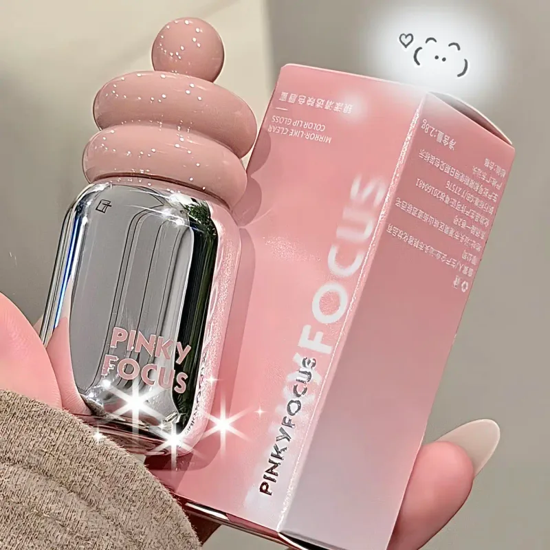 Pinkyfocus Olio per labbra trasparente lucidante Finitura in vetro idratante Tonalità nuda non appiccicosa Ideale per stratificare per illuminare le labbra — image 4