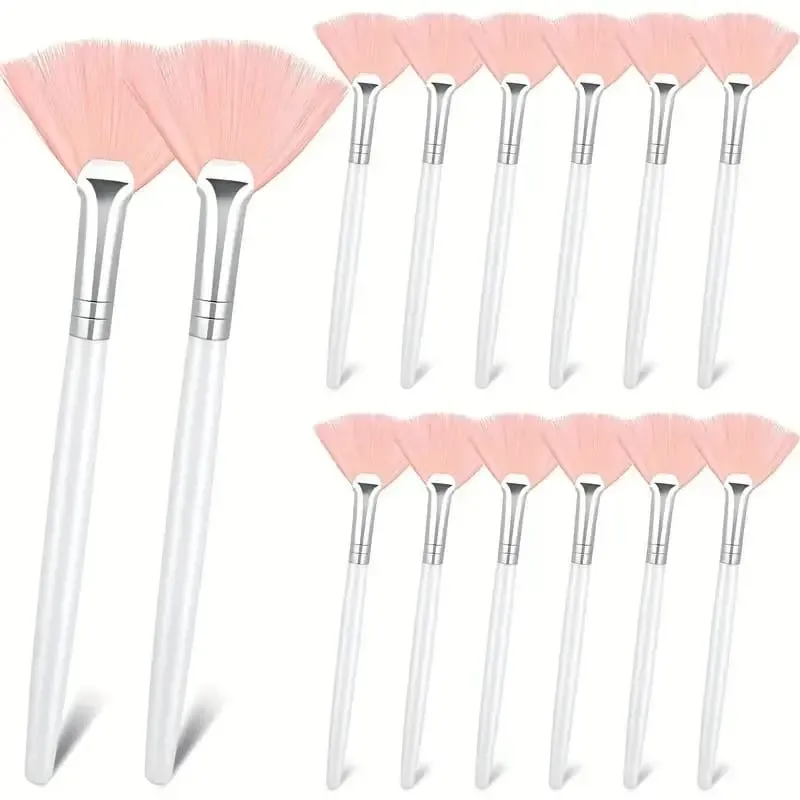 3/6/12pcs Pennello a ventaglio Pennelli per maschera facciale Multi uso Ventilatore morbido Pennello per trucco viso Applicatore di acido per le donne Ragazze Strumenti di pulizia — image 11