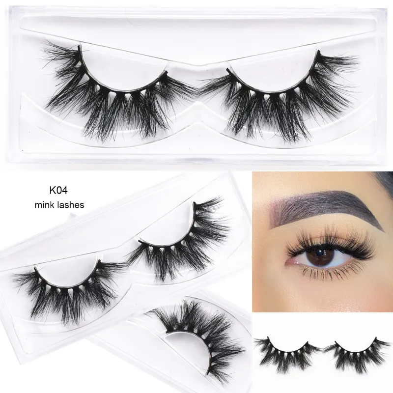 D20 réel vison cils Extension de cils naturel long ailé Volume cils à la main vison faux cils maquillage cils — image 14