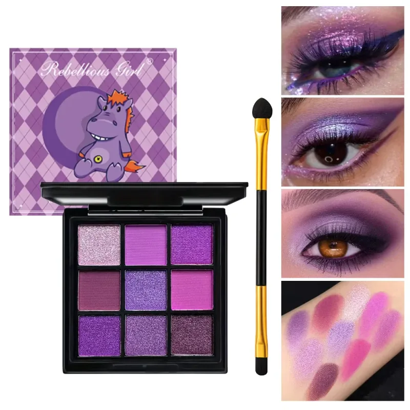 Paleta de sombras de ojos multicolor de 9 rejillas, brillo mate nacarado, sombra de ojos brillante de larga duración, paleta de maquillaje de ojos para mujer, cosmética
