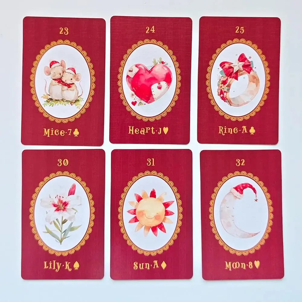 Christmas Carol Lenormand Deck 9*6cm 42 pièces jolies cartes Lenormand sur le thème de noël imprimées sur du papier cartonné Double gaufrage 350GSM — image 5