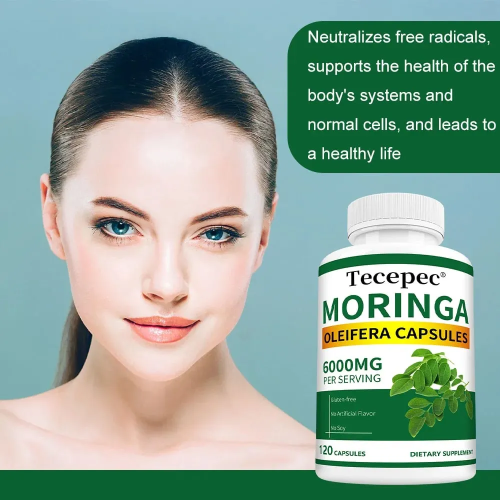 มะรุมอินทรีย์แคปซูล 6000 มก. สารต้านอนุมูลอิสระ Boost Energy & Metabolism สนับสนุนภูมิคุ้มกันย่อยอาหารสมองและสุขภาพหัวใจ — image 6