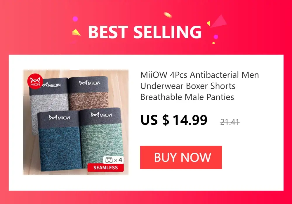 MiiOW 4Pcs Man Underwear Boxers Men's Panties Breathable Polyester Innerwear Sexy Men Underpants Boxershorts Antibacterial — image 1