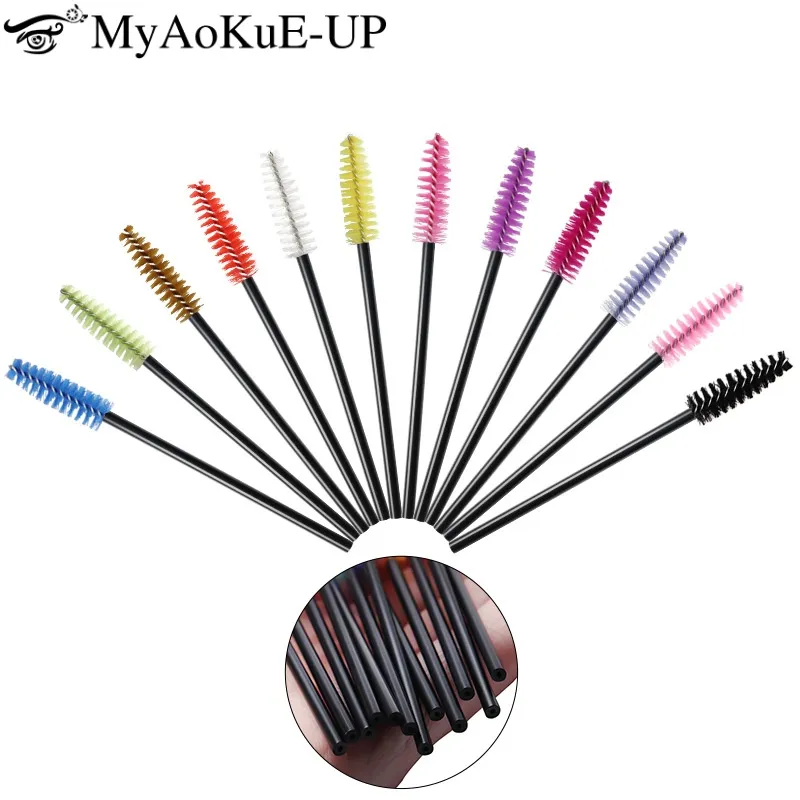 100pc Berus Bulu Mata Pakai Berus Berus Kening Berongga Sikat Bulu Mata Sambungan Berus Makeup Maskara Stick Aplikator Berus Mikro Alat Kecantikan — image 1