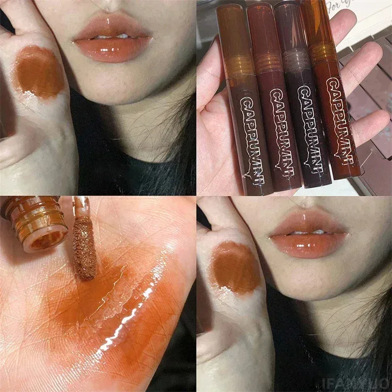 Mirror Watery Chocolate Lip Gloss Langanhaltender feuchtigkeitsspendender Crystal Jelly Lip Tint Lippenstift Nature Nude Lips Makeup Cosmetics — image 11