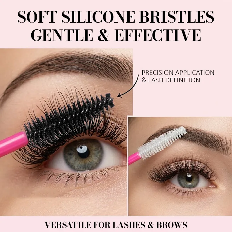 Pennello per ciglia in silicone Bacchette per mascara Applicatore Pettine per sopracciglia Asta Spoolies Pennelli per ciglia Forniture per estensione ciglia Strumenti per trucco — image 2