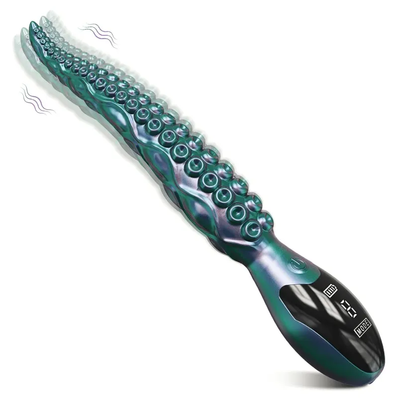 Vibrando realista g-ponto vibradores-display led polvo tentáculo clitoriano vibrador 10.7 "silicone vibrador brinquedos sexuais adultos para mulher