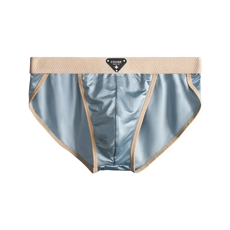 1/3PCS Men's Briefs Satin-like Ice Silk Briefs Summer Smooth Mens Underpants Breathable Quick Drying Panties Sexy U Pouch Briefs — image 13
