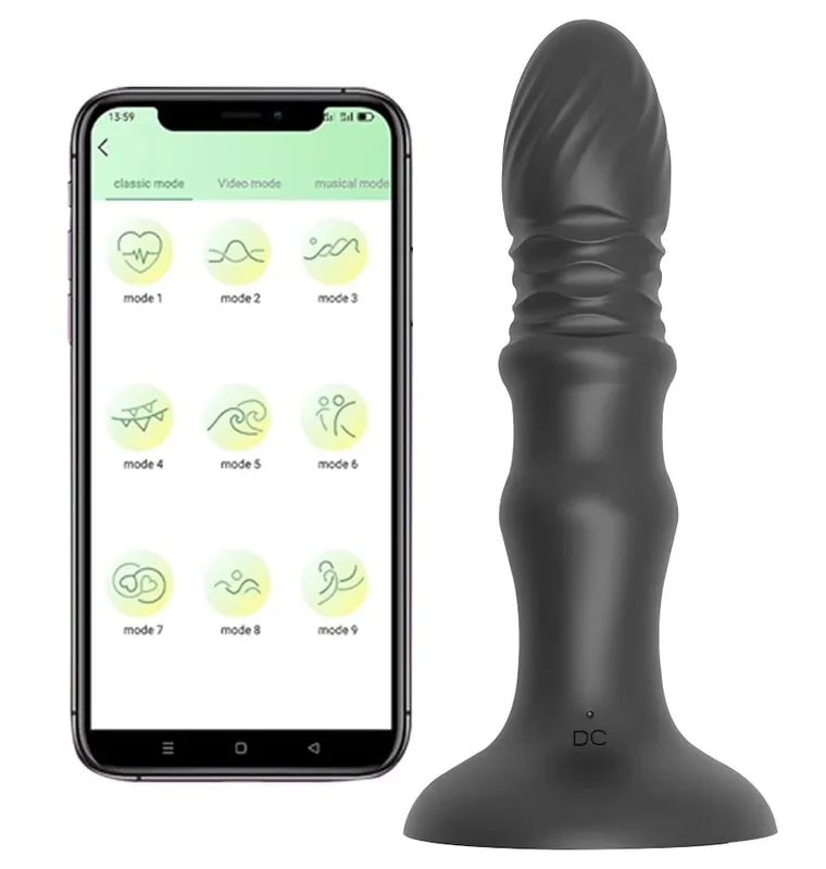 Uniseks Sumbat Anal Aplikasi Pemijat Getaran Remote Control Sumbat Bokong Getaran Teleskopik dengan Cangkir Isap Mainan Dewasa — image 8