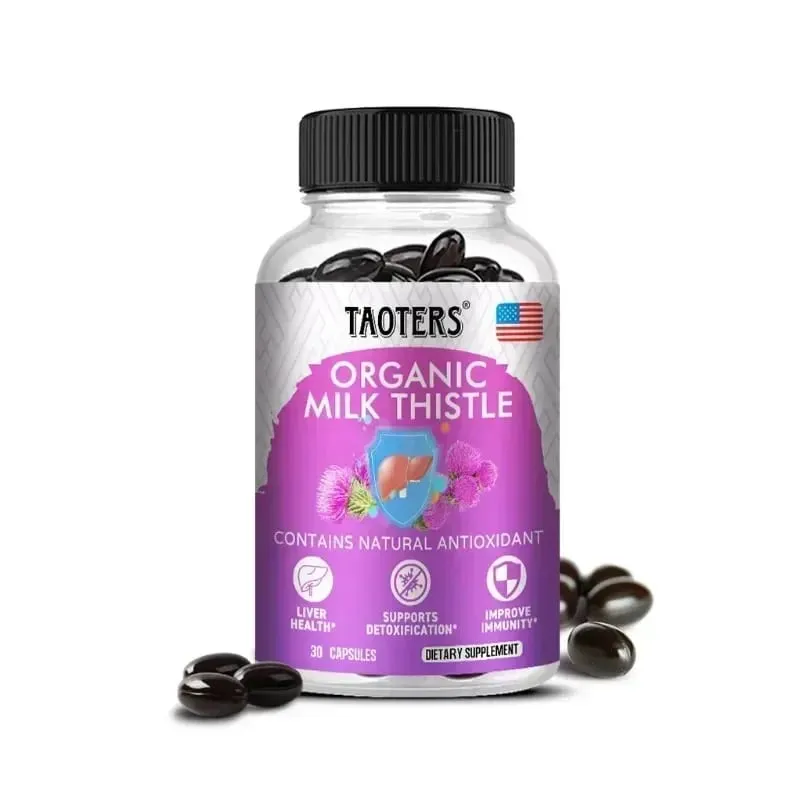 6 capsules d'extrait de chardon-Marie biologique aident à détoxifier et à nettoyer le foie, antioxydant, détox, santé globale