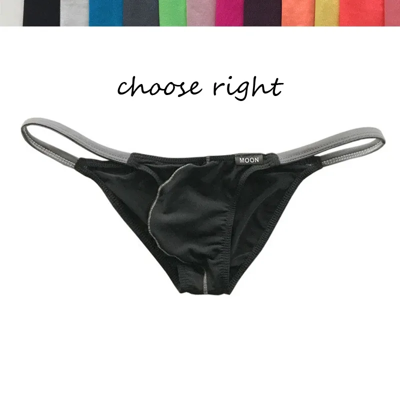 Herren-Slips mit niedriger Taille, Farbkontrast, Eisseide, hervorstehende, durchscheinende, stereoskopische Tasche, sexy Unterwäsche