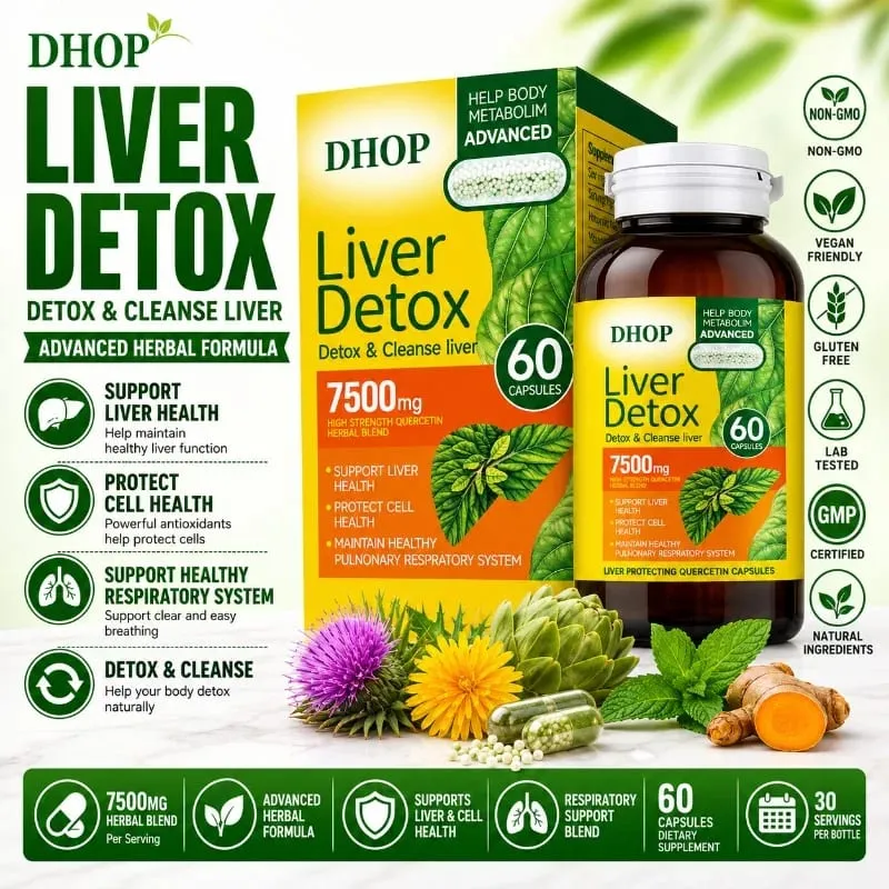 Capsules de quercétine 60 unités avec curcumine et extrait de chardon-Marie soutiennent la détoxification du foie et maintiennent la santé respiratoire — image 1