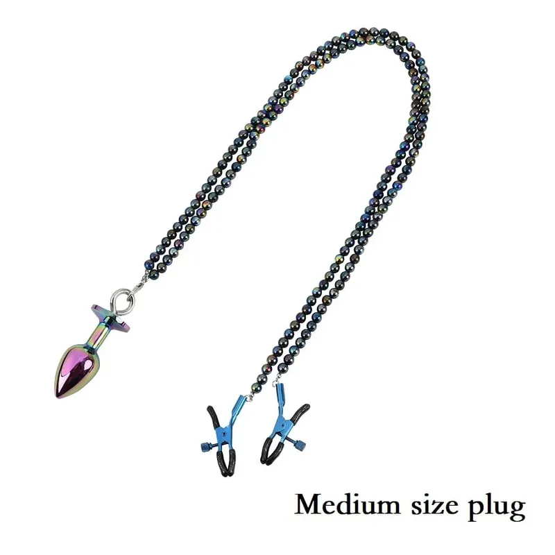 Piccole medie grandi perline anali Butt plug Morsetti per capezzoli di perle Set con catena Clip per seno in metallo Bondage Coppia schiava Gioco Giocattolo del sesso — image 12