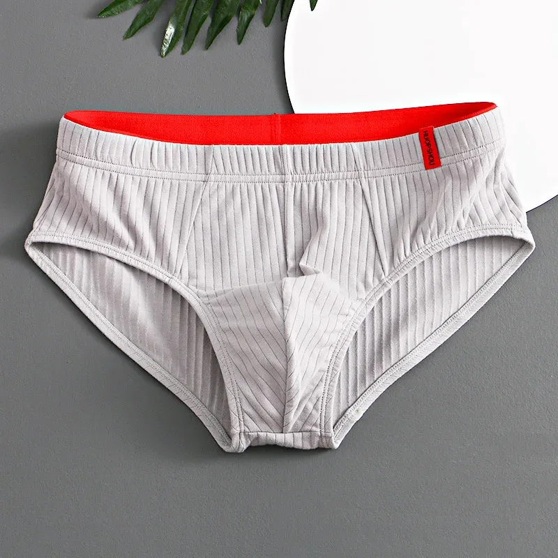 1/3PCS 남자 팬티 중반 허리 탄성 부드러운 통기성 방부제 U 볼록 스트라이프 솔리드 컬러 캐주얼 남자 속옷 속옷 남자 — image 30