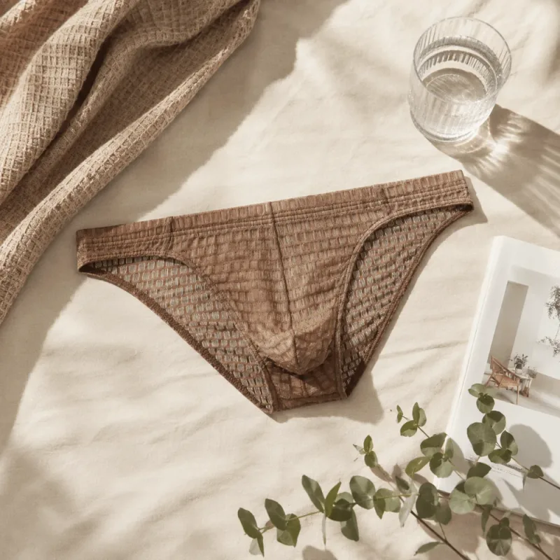Atmungsaktive Herren-Slips mit niedriger Taille, transparent, ultradünn, aus Eisseide, Unterwäsche, Dessous, Netzhöschen, männlich, bequeme Passform — image 11